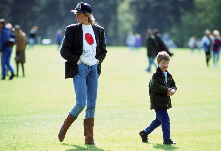 Image: Prince William with his mother Diana, Princess of Wales at Guards Polo Club