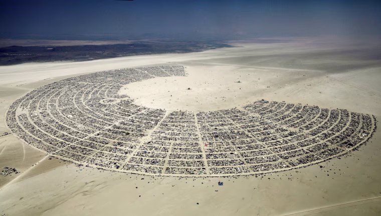 Image: Black Rock City is seen in the Black Rock Desert of Nevada