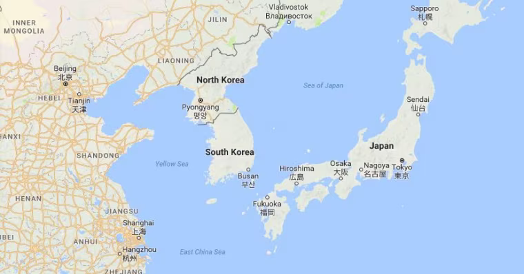 Image: Map showing North Korea and its neighbors