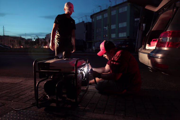 Image: Puerto Rico left in the dark at night without electricity