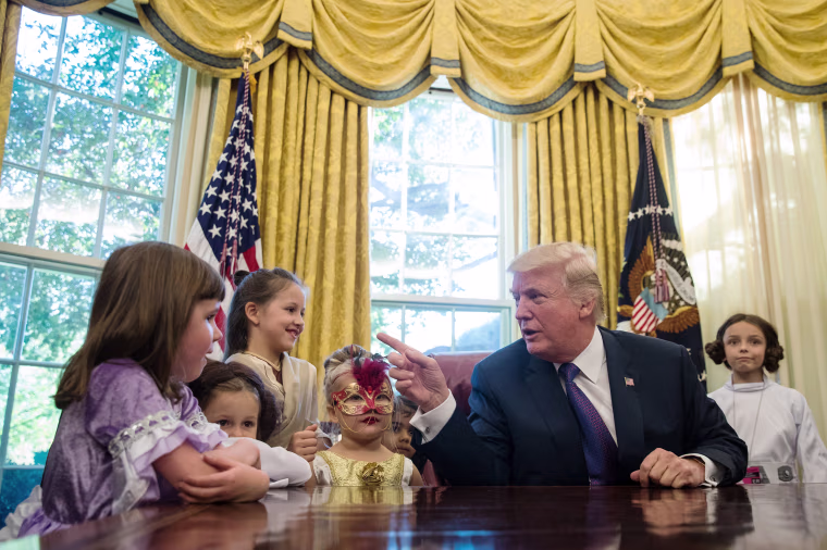 Image: *** BESTPIX *** President Trump Hosts Children Of White House Journalists In Oval Office For Halloween