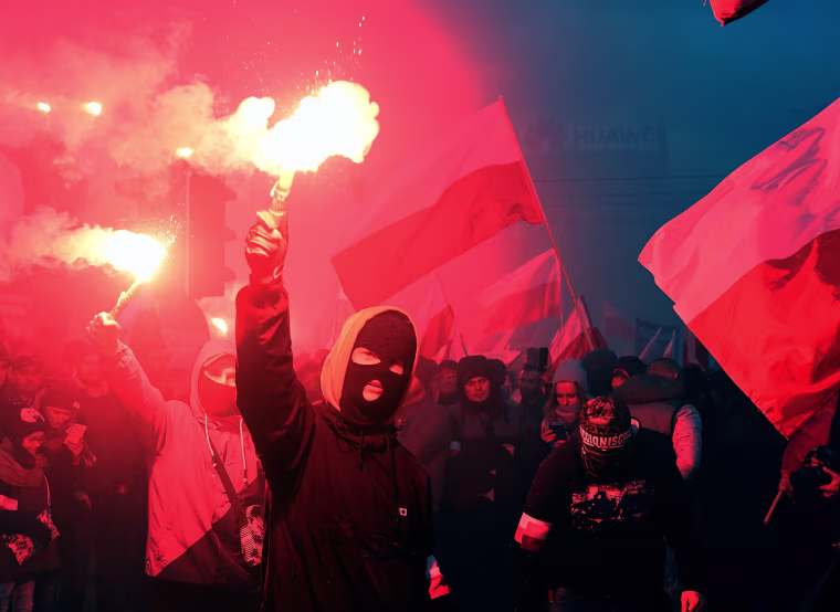 Image: Demonstrators in Warsaw, Poland
