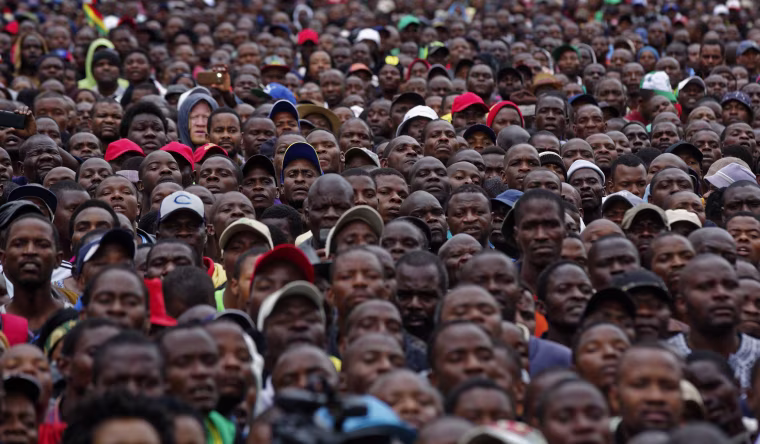 Image: Protesters gather at a demonstration for the ouster of 93-year-old leader Robert Mugabe