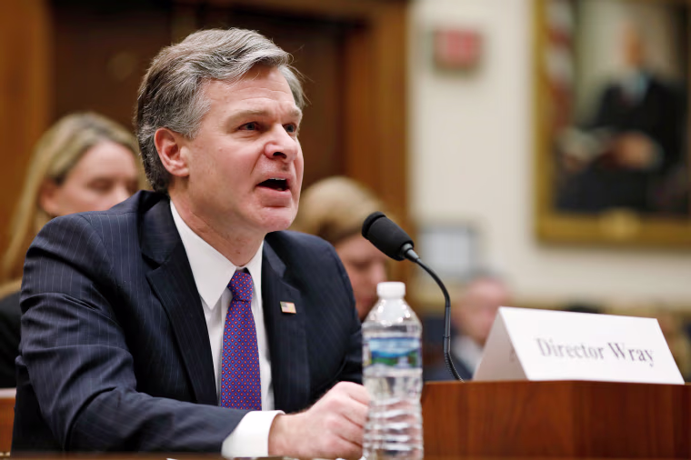 Image: FBI Director Christopher Wray testifies before a House Judiciary Committee hearing on Capitol Hill in Washington
