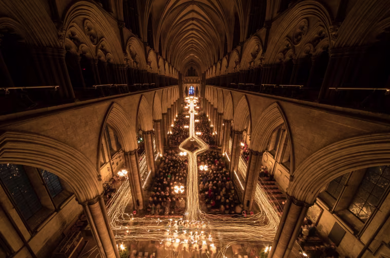 Image: The Darkness To Light Advent Procession Is marked At Salisbury Cathedral