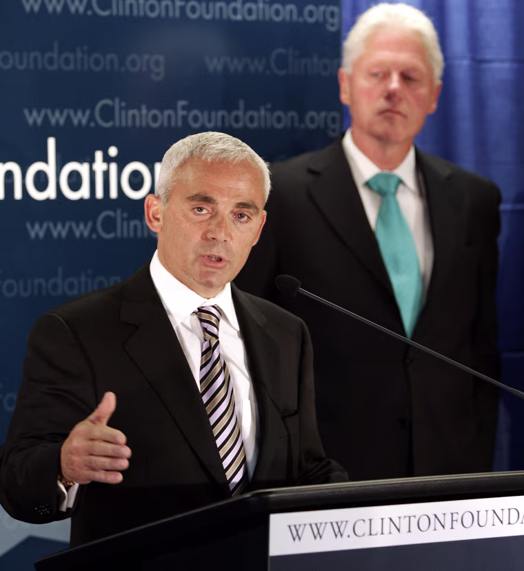 Frank Giustra speaks with former President Bill Clinton announces new initiative for Latin America in New York