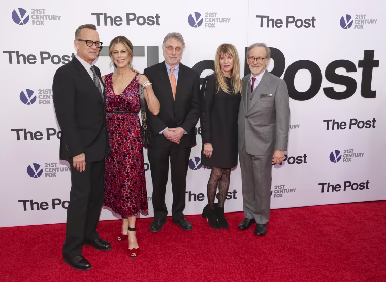 Image: Tom Hanks, Rita Wilson, Martin Baron, Kate Capshaw, Steven Spielberg