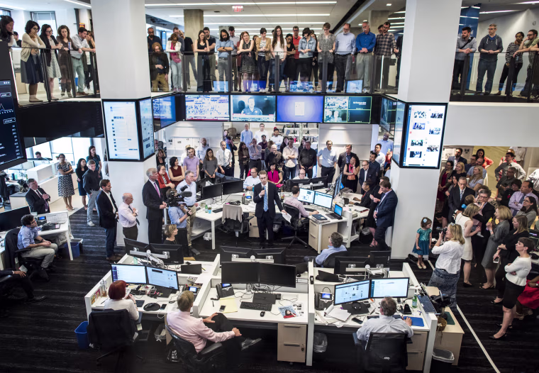 Image: David Fahrenthold is honored after winning the 2017 Pulitzer Prize for National Reporting