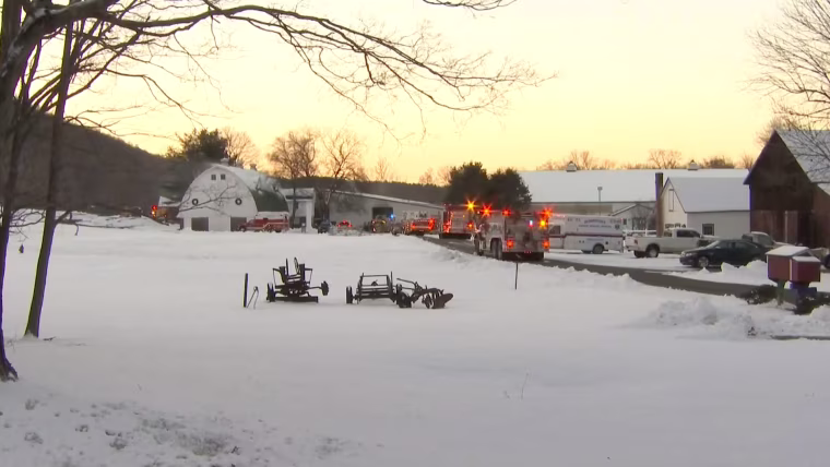 Image: After a fire at Folly Farm in Simsbury, Connecticut, 24 horses passed away due to smoke inhalation.