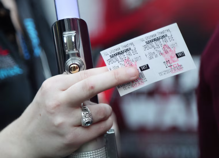 Ticket holders flock to Hollywood's Chinese Theater for opening night showings of "Star Wars: The Last Jedi."