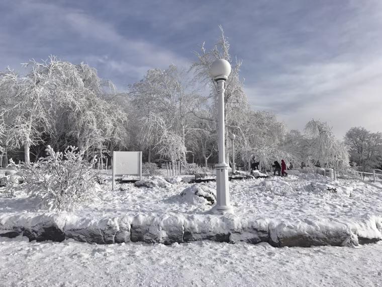 Image: Ice forms in the area surrounding Niagara Falls