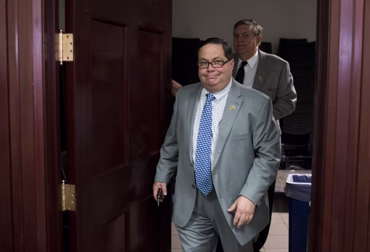 Rep. Blake Farenthold, R-Texas, leaves a meeting in the Capitol in 2015.