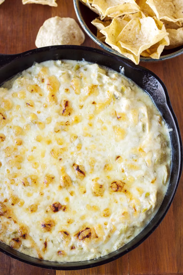 Skinny Green Chile Chicken Enchilada Dip
