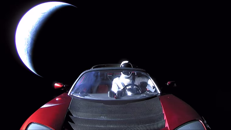 Image: Tesla Roadster in space