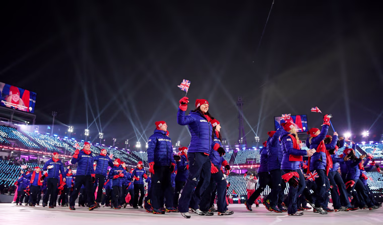 Members of Team Great Britain enter the stadium.