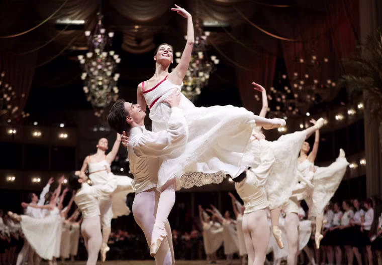 Dancers perform during a rehearsal on the eve of the Opera Ball 2018, the sumptuous highlight of the Austrian capital's ball season, on Feb. 7, 2018 at the State Opera House in Vienna.