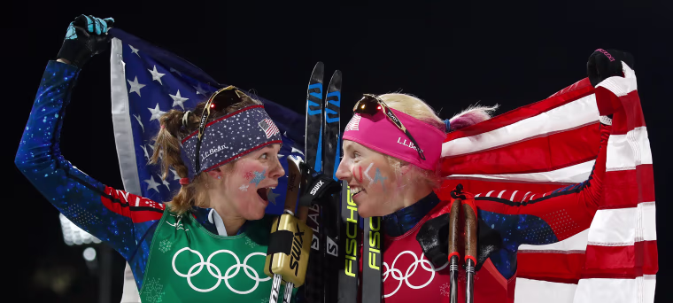 Image: Jessica Diggins, Kikkan Randall