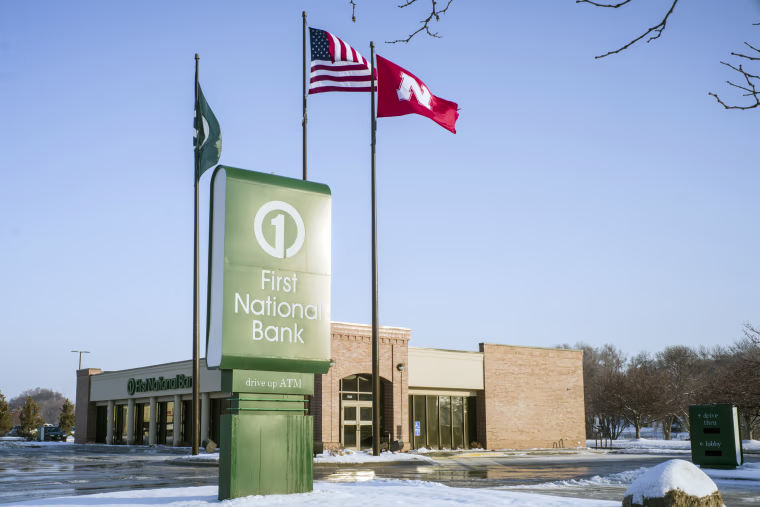 Image: First National Bank branch in Omaha
