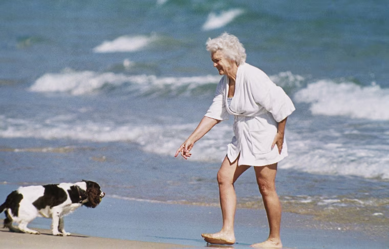 Image: Barbara Bush with Millie the dog