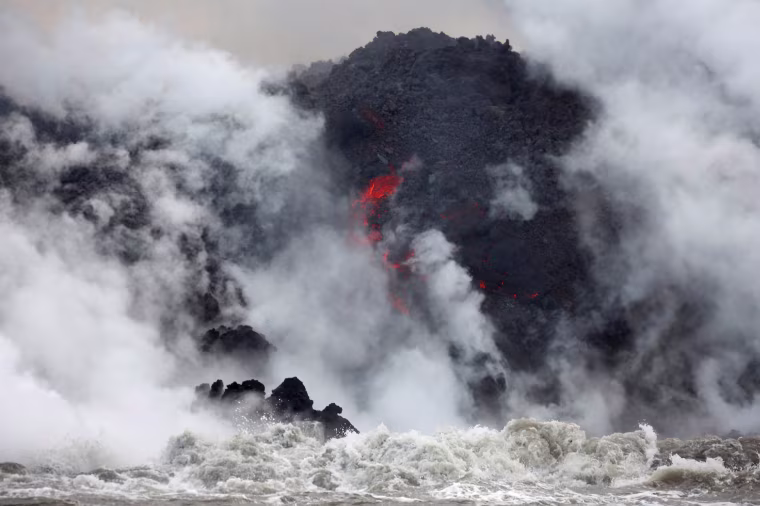 Image: Lava flows into the Pacific Ocean southeast of Pahoa
