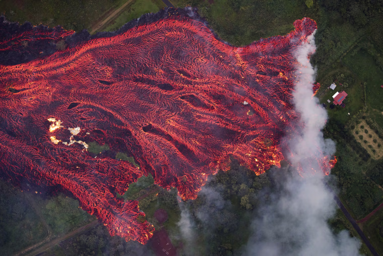 Image: Fast-moving lava flow consumes everything in its path
