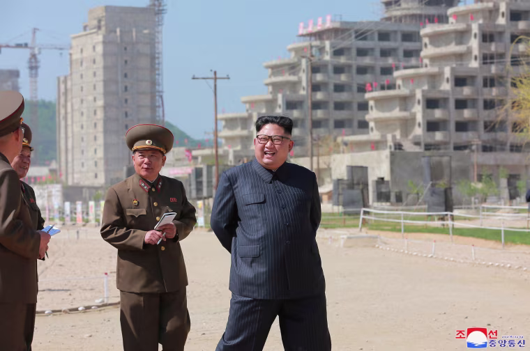 Image: Kim Jong Un Inspects Construction Site of Wonsan-Kalma Coastal