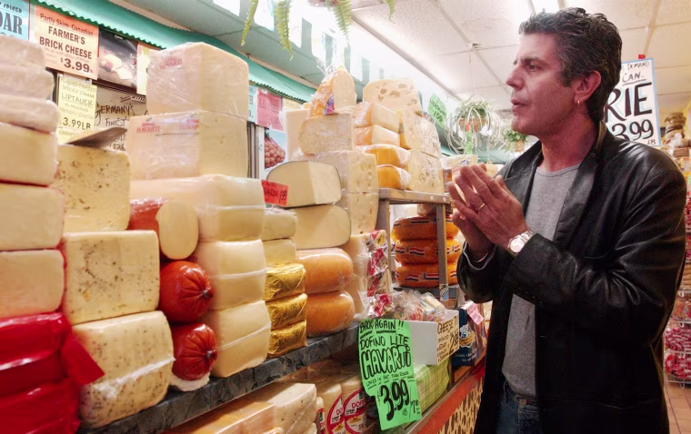 Image: CHEF_8-APRIL 2, 2002-Chef Anthony Bourdain waits for his first sample of Canadian cheese in Mendels