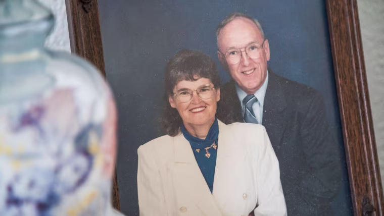 Dee Hill met her future husband, Darrell, when the pair were teenagers. She now wears their wedding rings on a chain around her neck. “I put that ring on him and I took it off him,” she says. “He never had it off in 58 years.”