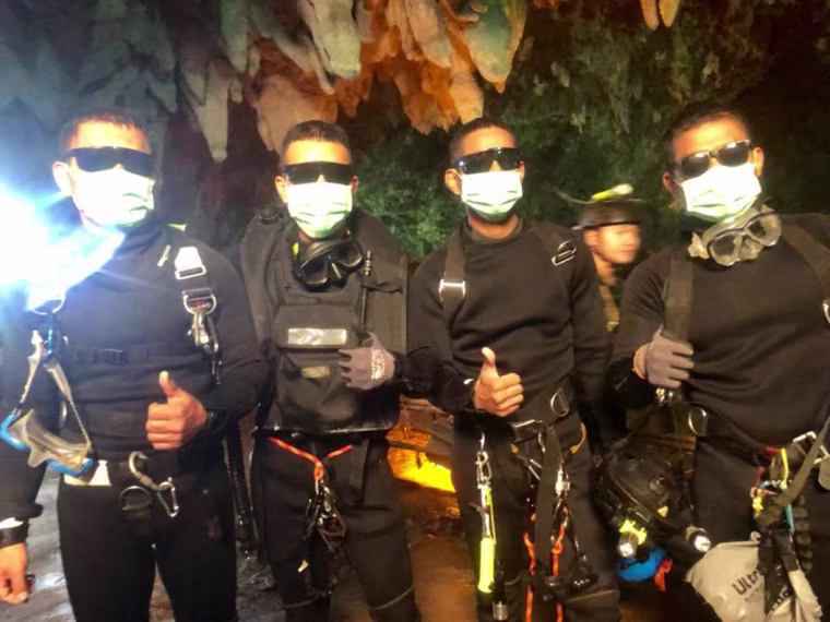 The Thai Navy released an image of the SEALs after they safely emerged