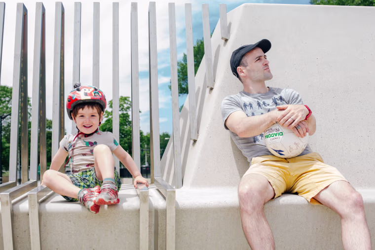 Image: Zyler and Nate Sharpe take a break