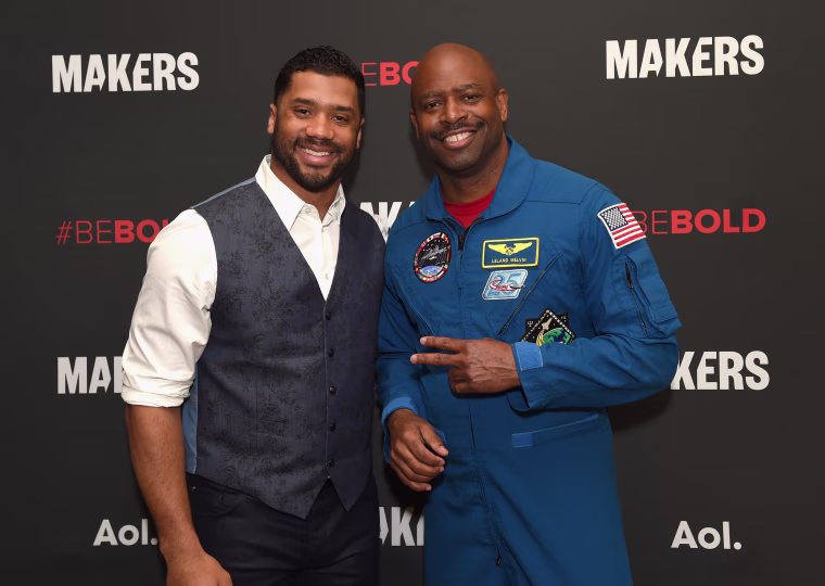 Image: Leland Melvin, Russell WIlson