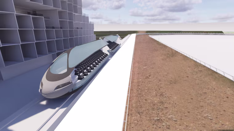 Image: A proposed new race track in New Mexico that would have a moving grandstand for spectators.