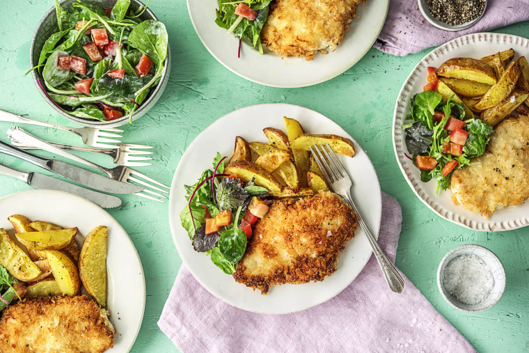 Chicken Milanese with Crispy Potatoes