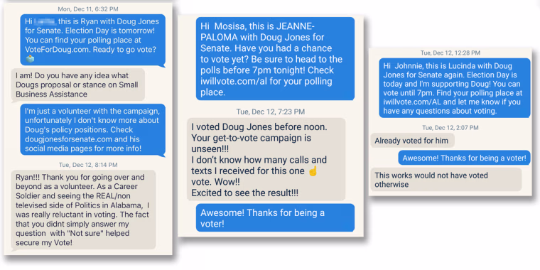 Doug Jones campaign texts