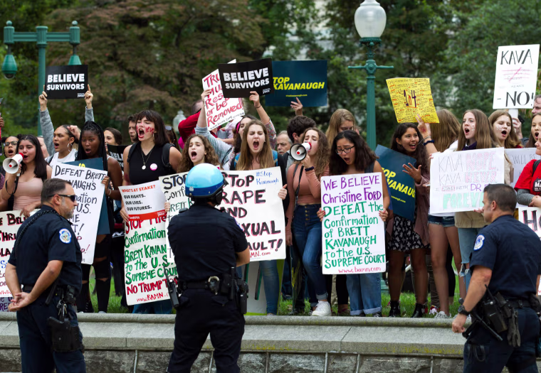 Image: Demonstrators protest against the appointment of Supreme Court nominee Brett Kavanaugh on Capitol Hill in Washington on Oct. 5, 2018.