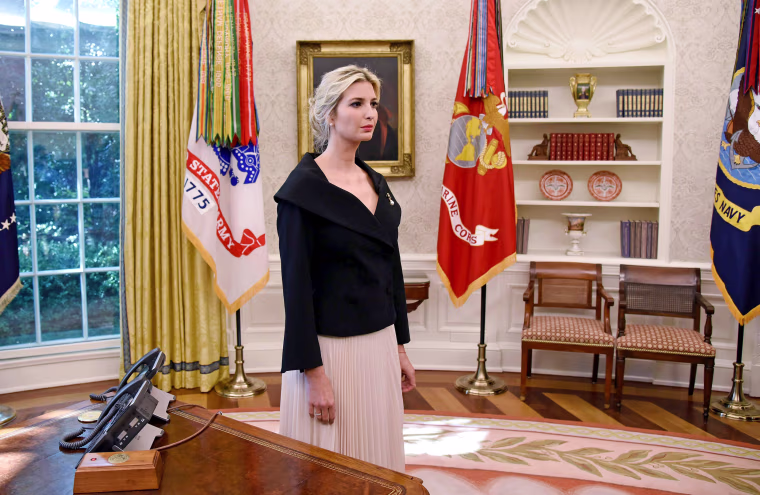 Image: UWhite House adviser Ivanka Trump listens during a meeting between U.S. President Donald Trump and Nikki Haley, the United States Ambassador to the United Nations in the Oval office