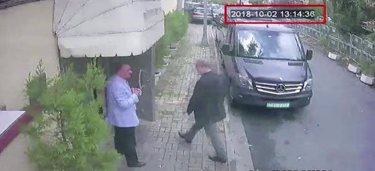 Image: This image taken from CCTV video obtained by the Turkish newspaper Hurriyet and made available on Tuesday, Oct. 9, 2018 claims to show Saudi journalist Jamal Khashoggi entering the Saudi consulate in Istanbul