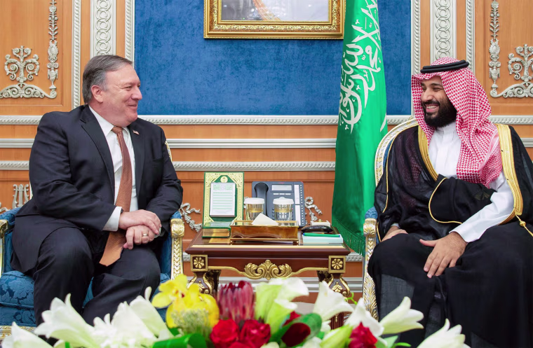 Image: Secretary of State Mike Pompeo meeting with Saudi Crown Prince Mohammed bin Salman