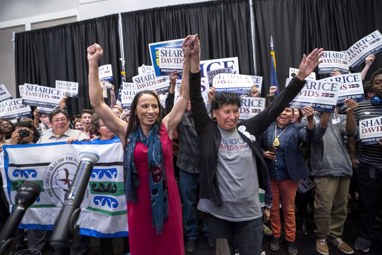 Image: Democratic House candidate from Kansas Sharice Davids wins her House seat