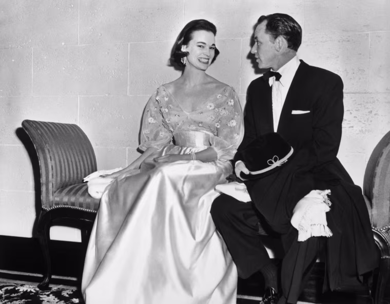 Frank Sinatra and Gloria Vanderbilt at the Ambassador Hotel on New Years Eve in 1954.