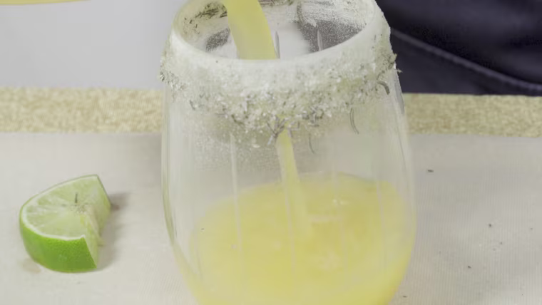 A rosemary and salt glass rimmer pairs perfectly with a margarita.