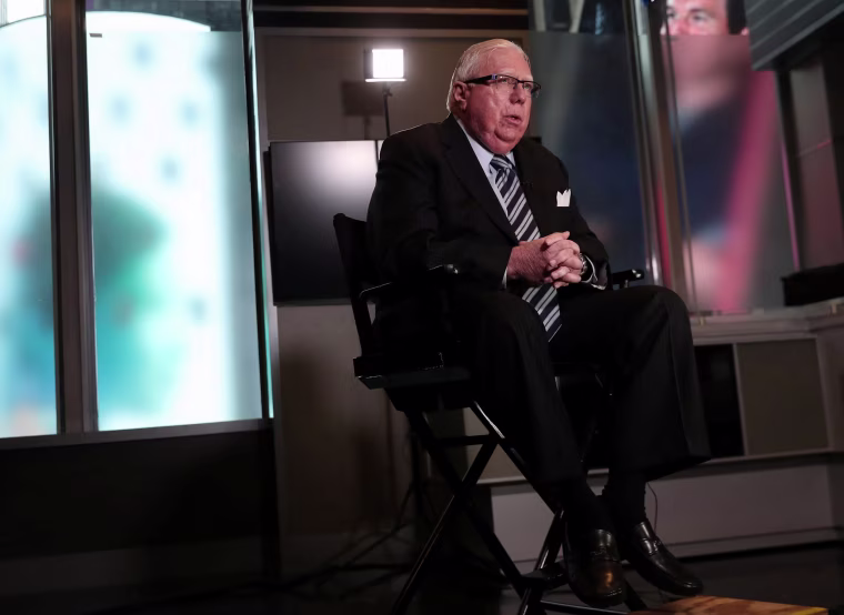 Jerome Corsi speaks during an interview in New York