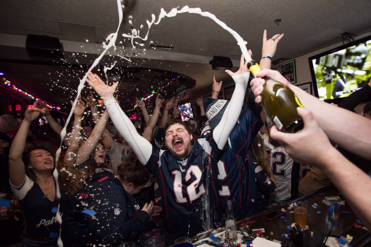 Image: Boston Area Football Fans Gather Watch Super Bowl LIII, The New England Patriots vs The Los Angeles Rams
