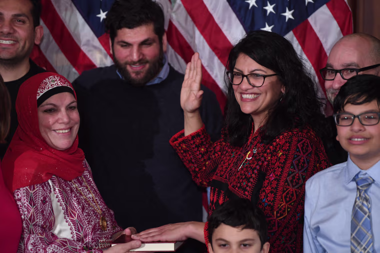 Image: Rep. Rashida Tlaib takes the oath of office