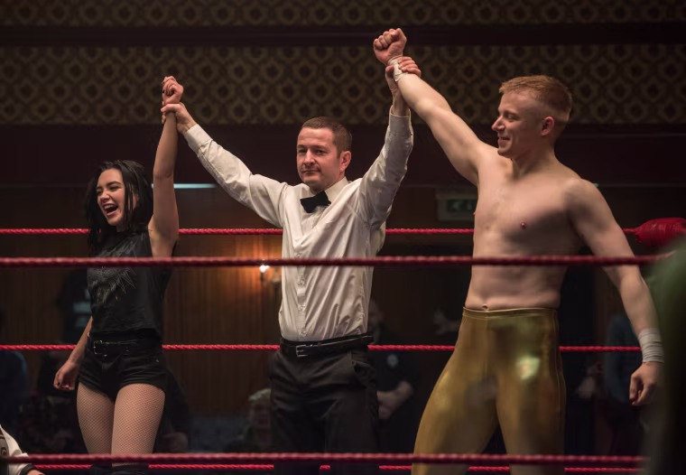 Florence Pugh and Jack Lowden in "Fighting With My Family."