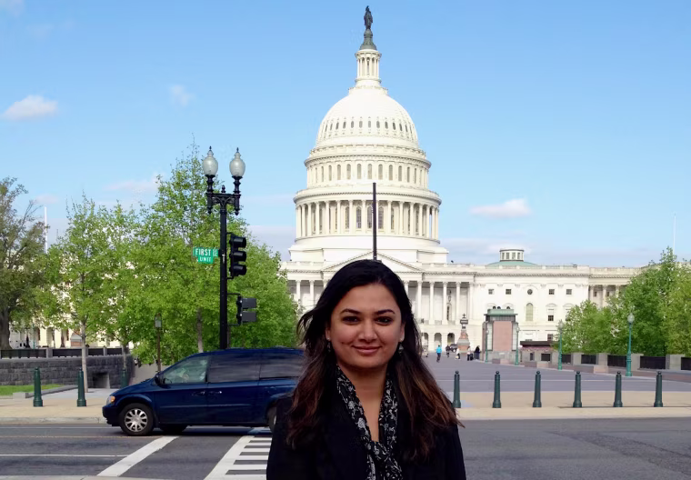Image: Meghna Damani advocating on Capitol Hill for H-4 and H-1B visa holders.