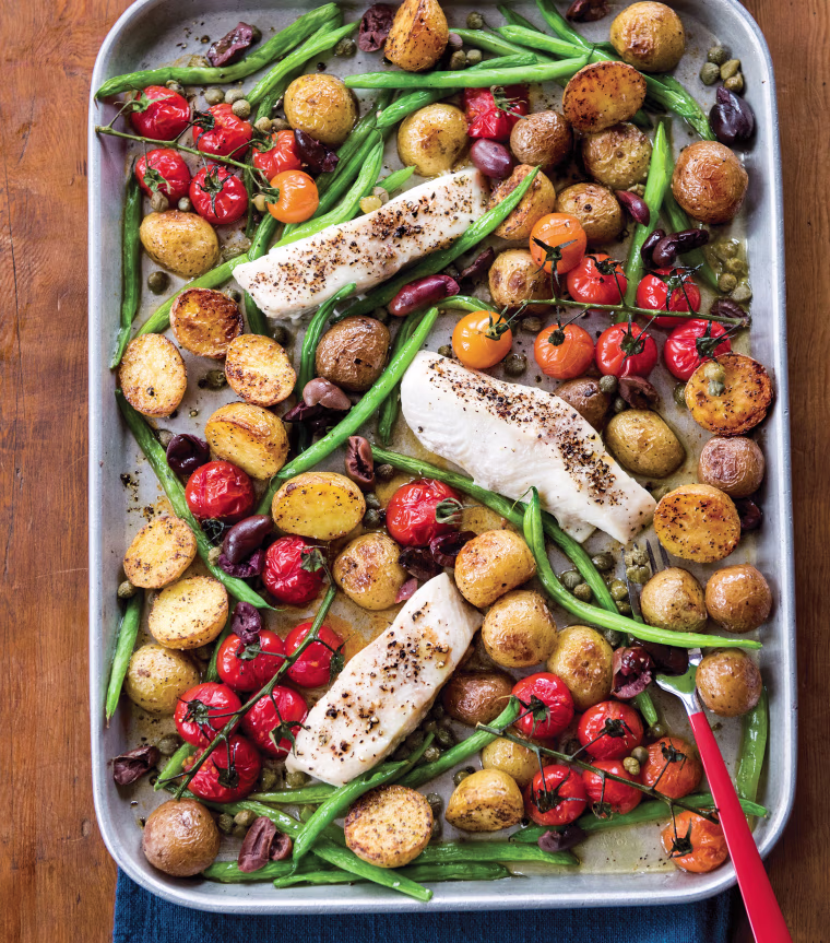 Halibut with Green Beans, Tomatoes & Olives