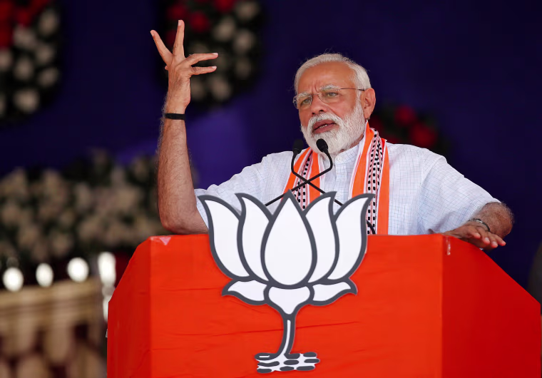 Image: India's Prime Minister Narendra Modi addresses a campaign rally 