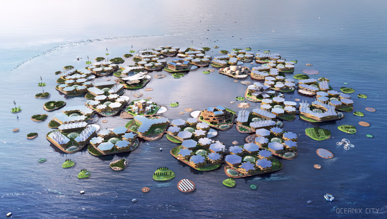 In calm, sheltered waters near coastal megacities, Oceanix City could be an adaptable and sustainable solution for human life on the ocean.