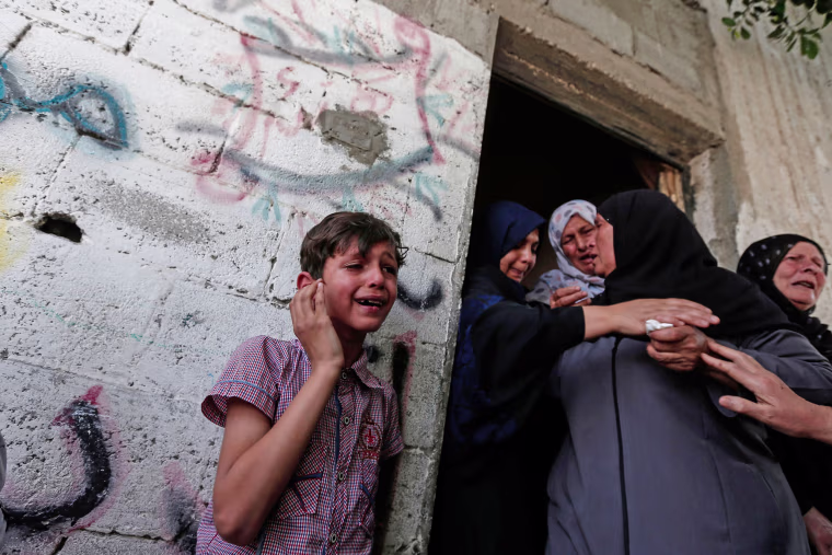 Image: A funeral for five Palestinians in Beit Lahia in the Gaza Strip